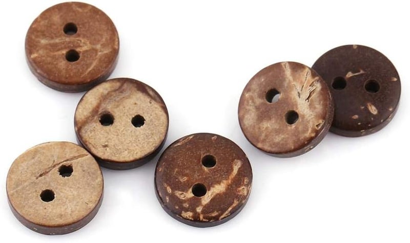 woobles Wooden Buttons, 400Pcs Natural Brown Coconut Shell 2 Holes Sewing Buttons Scrapbooking Decor Accessories 10mm - Image 1